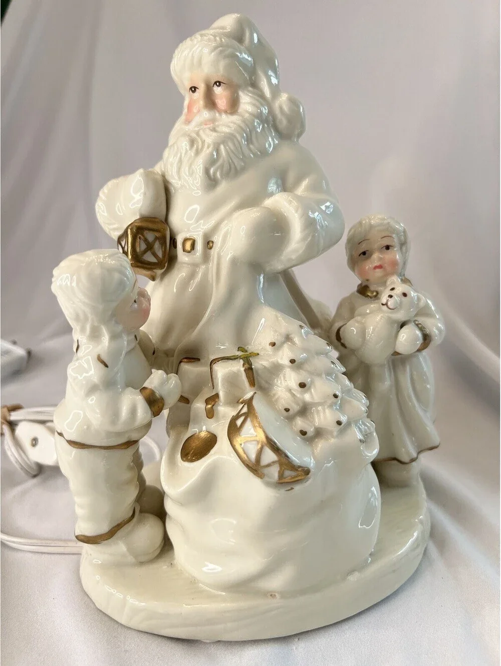 Porcelain Santa Claus Ivory Night Light Lamp